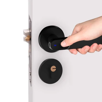 

Zinc alloy material Fingerprint Lock Electric biometric Door Lock with mechanical key 20 users handle lock
