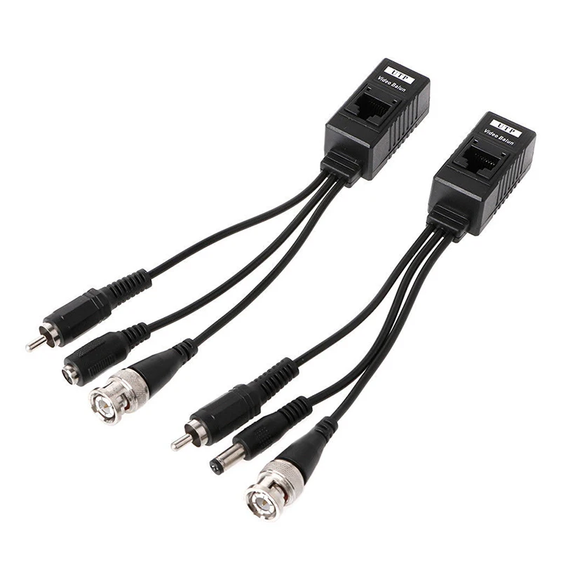 1 Pair BNC To RJ45 Passive Video Power + Audio Balun Transceiver For CCTV Camera