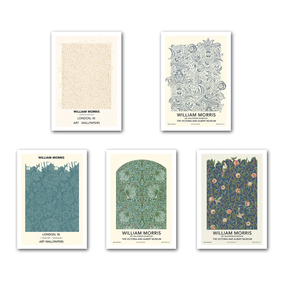 

William Morris Abstract Nordic Poster Vintage Fruit Flower Leaves Wall Art Print Canvas Painting Decor Pictures For Living Room