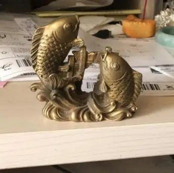 

Copper Statue ancient Chinese sculpture copper pair of feng shui carp statues