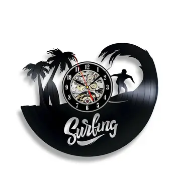 

Wave wall vinyl clock gift wave water sports modern surfer waves sea summer retro fashion creative retro DIY Wall Clock