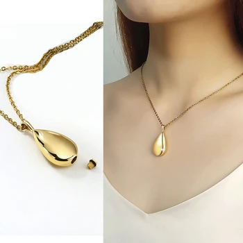 

TEAR DROP ASHES MEMORIAL NECKLACE STAINLESS STEEL URN PENDANT FOR WOMEN JEWELRY