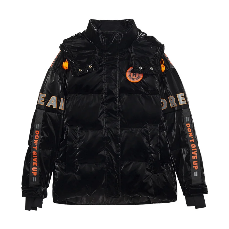 

Зимнее пуховое пальто для женщин 2023, короткая парка с перьями, теплая зимняя куртка, повседневная Толстая черная пуховая куртка с капюшоном, яркая уличная одежда