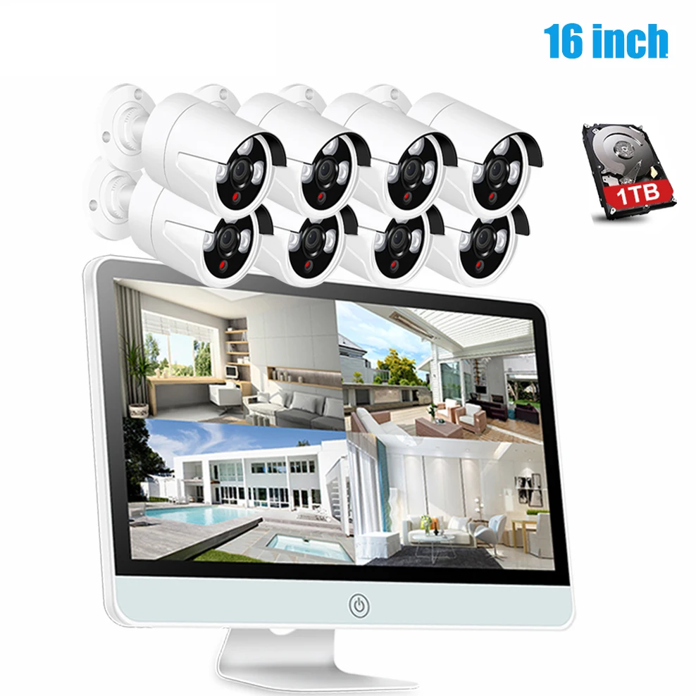 IMPORX HD 720P 8CH система видеонаблюдения беспроводная 1" lcd NVR Камера безопасности Система 1.0MP ИК Открытый P2P Wifi IP камера комплект видеонаблюдения