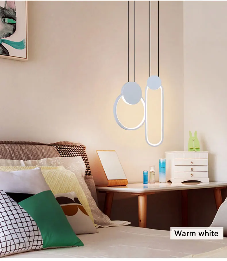 Modern Led Pendant Light Black&White Creative Chandelier Pendant Lamp for Dining room Kitchen Bedside Light Bedroom Hanging Lamp kitchen pendant lighting