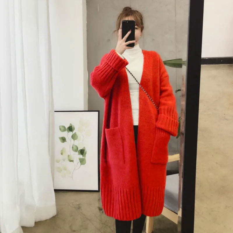 Длинный вязаный женский свитер кардиган зимняя одежда пальто Pull Manteau Femme Hiver джемпер свитера осенние дамские свитера YL256