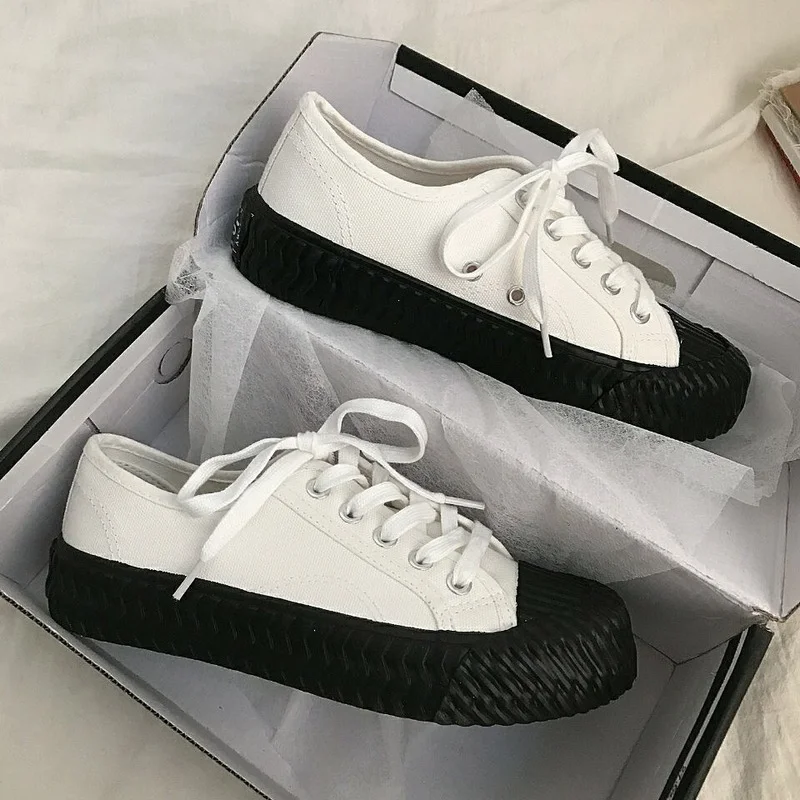 Spring Autumn Fashion Sneakers Women Shoes Classics Retro Canvas Shoes Woman Flat Lace-Up Ladies Casual Loafers Female Vulcanize