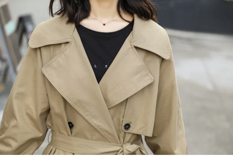 Длинные Элегантные Slim Fit Тренч Для женщин осенние модные одноцветные Цвет простой Тренч