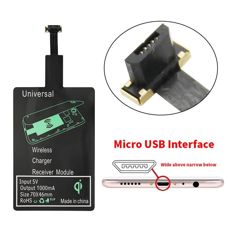 Qi беспроводной зарядный приемник для iPhone 7 6s Plus Micro usb type C универсальное Быстрое беспроводное зарядное устройство для samsung всех смартфонов - Цвет: For Micro B-2