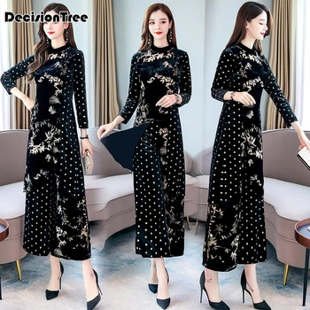 

2020 women ao dai vietnam traditional clothing vietnam aodai set female improved cheongsam elegant vintage chinese sets