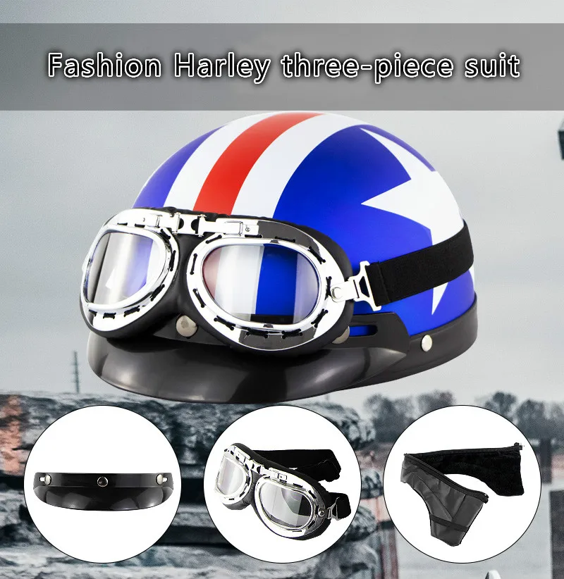 Casco Глобальный Лидер продаж moto rcycle шлемы открытый уход за кожей лица каск ретро Половина мото с очками шарф из кожи мото крест шлем capacete