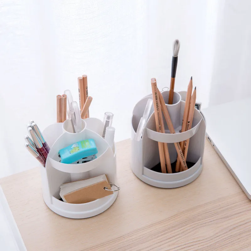 1PC NEW Fashion Multi-function Rotating Plastic Gift Pen Holder Office Storage Box Storage Box Multi-purpose Pen Holder
