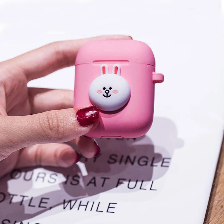 AirPods беспроводной мультфильм plug Наушники 1 поколение 2 поколения перезаряжаемые