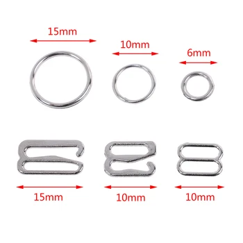 

100pcs/Lot Adjustment Metal Bra Strap Adjustment Buckles Underwear Sliders Rings Clips For Lingerie DIY Accessories 6/10/15mm