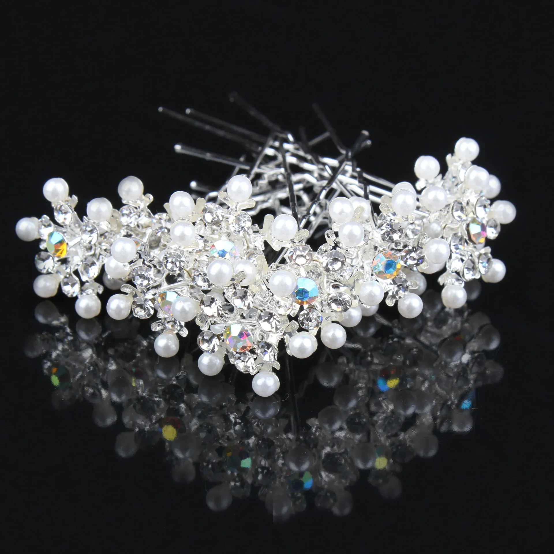 FUNIQUE, 5 шт., сплав, головной убор с жемчужинами, заколка для волос, Женские аксессуары для волос, u-образная Снежинка, заколка для волос, металлический держатель для девочек