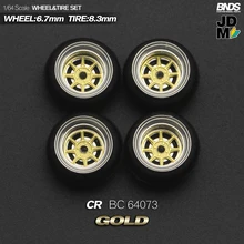 

1/64 Alloy Wheels With Rubber Tires By BNDS 64073/64074 Assembly Rims Modified Parts for Model Car Refitted VIP Style