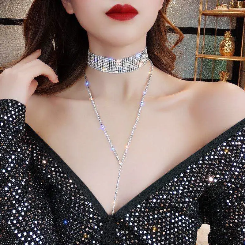 

New hot selling long tasseline stone necklace necklace fashion exquisite crystal necklace jewelry necklace for her gift