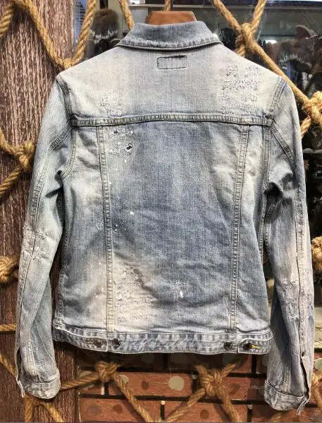 DSENQI Mens Denim jacket Long Sleeve Cotton Cardigan Casual dsq jacket X18