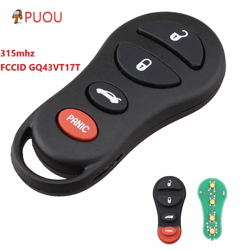 

3+1Buttons Remote Key 315MHZ GQ43VT17T for Chrysler/Jeep /Dodge Caravan Dakota Durango 2002-2005