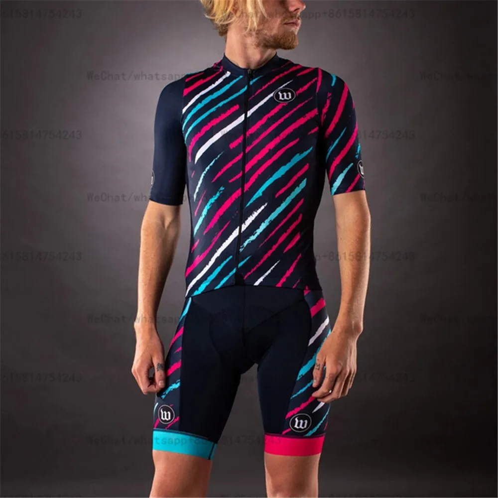set-3 Wattie ink, Мужская велосипедная майка, с повязкой на голову, комплект для триатлона, одежда для горного велосипеда, велосипедная униформа, Ropa Ciclismo, велосипедные комплекты - Цвет: set-3