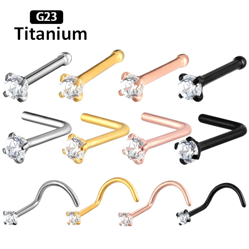 Nose Piercing Nostril Body Jewelry Piercing Nose Nostril Titanium G23 Titanium Aliexpress