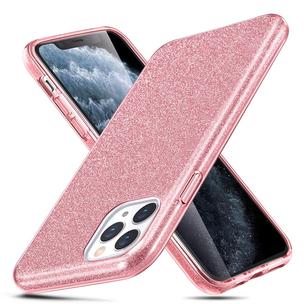 3 слоя милый Блестящий жесткий чехол для iPhone 11 Pro Max X XS Max XR 6,1 5,8 6,5 дюймов Модный Блестящий блестящий чехол Чехол на корпус телефона - Цвет: Розовый
