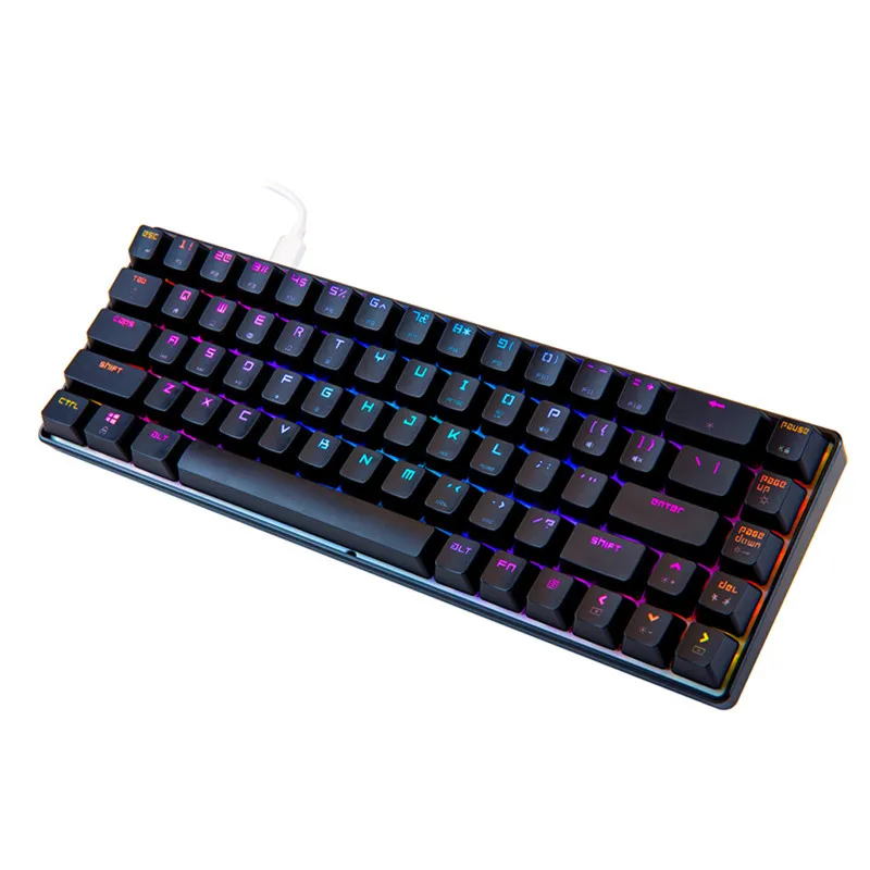VOBERRY 68 клавишная игровая клавиатура RGB светодиодный с подсветкой USB Проводная ПК Радуга Противоскользящий светильник игровая клавиатура