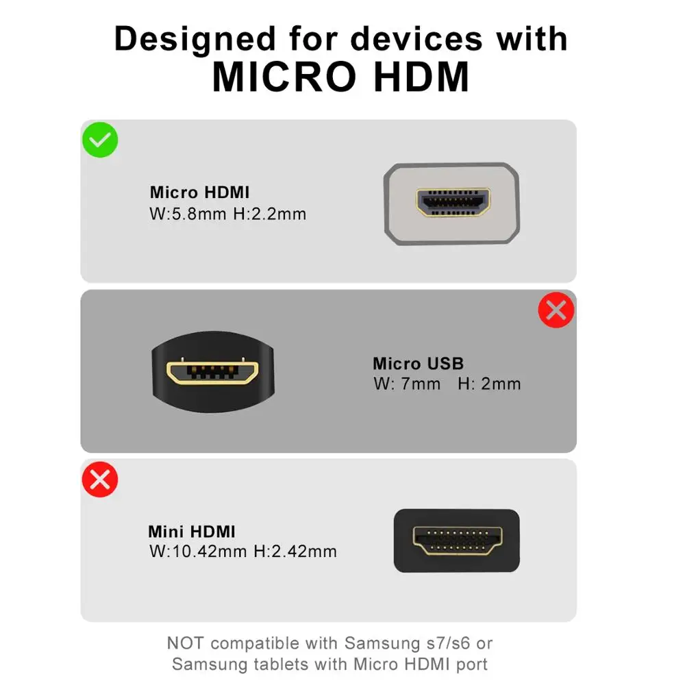 Адаптер Micro HDMI высокоскоростной кабель штекер гнездо Поддержка HD 4K 3D для камер