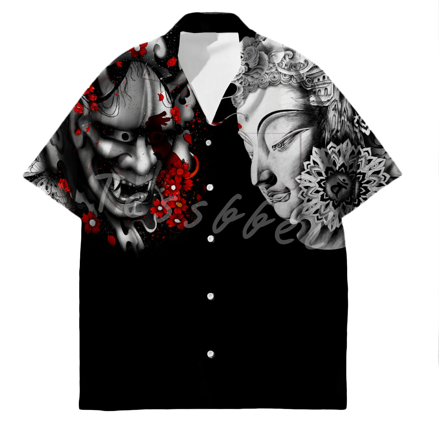 Tessffel Samurai Japan Tattoo 3D Print Men’s Hawaiian Shirts Beach Shirt Fashion Summer Harajuku Casual Oversize Streetwear S26