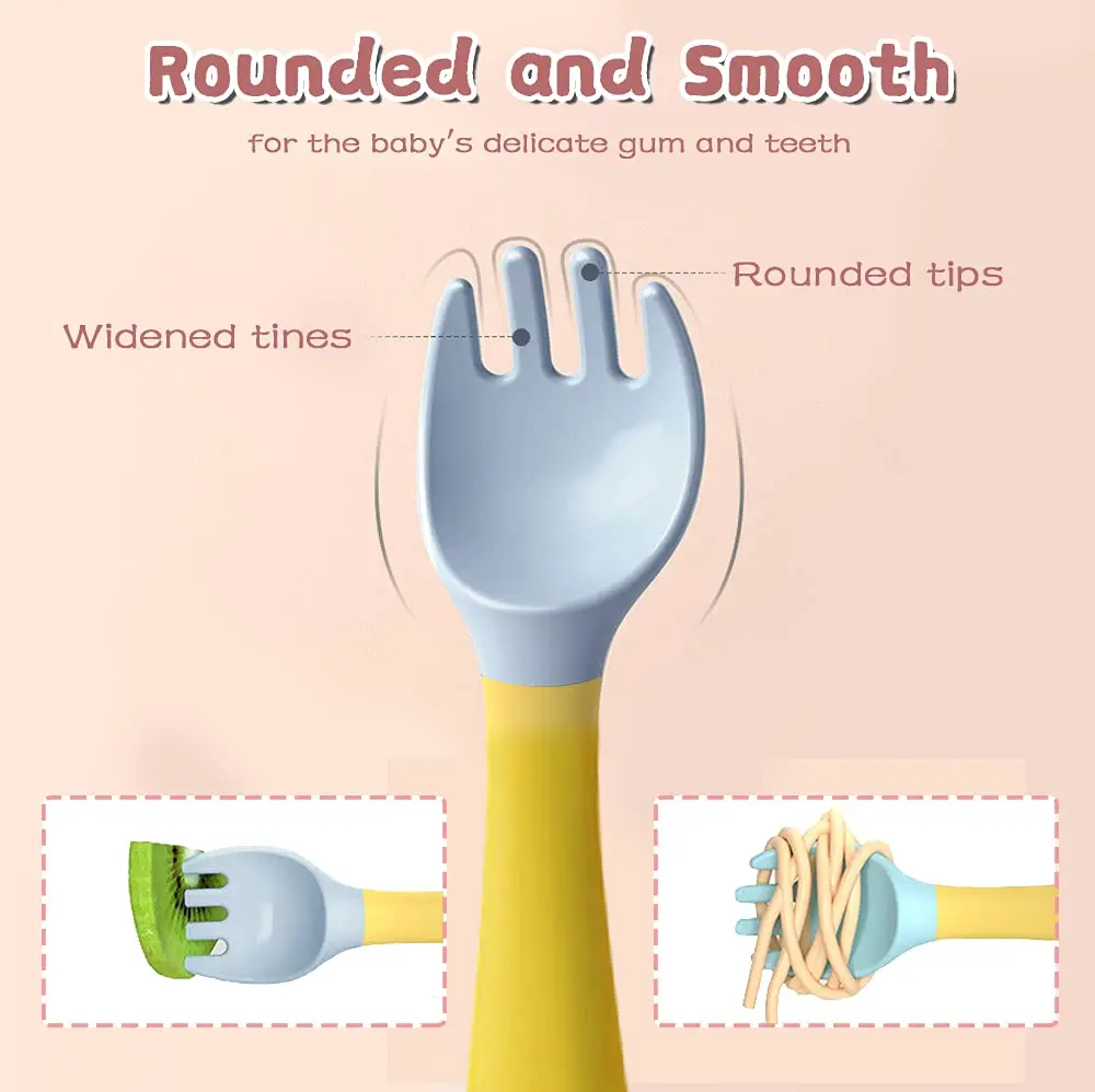 Silicone Spoon for Baby Utensils Set Auxiliary Food Toddler Learn To Eat Training Bendable Soft Fork Infant Children Tableware
