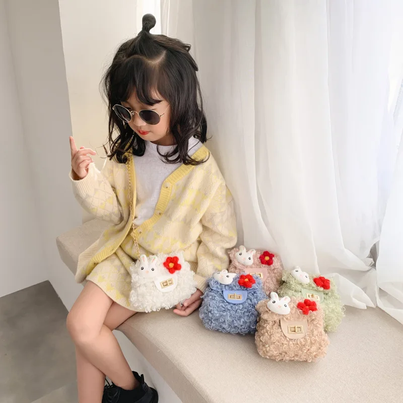 

Baby Bag Super Meng Cute Lambs Wool Girls Shoulder Bag Fashion Mini gong zhu bao Purse Accessories Bag