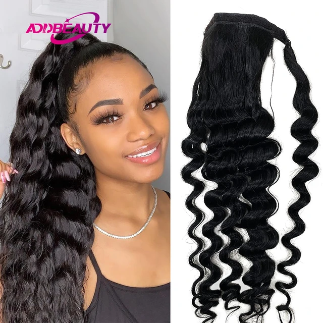 Draw String Ponytail- 100% Human Hair Deep Bodywave 18