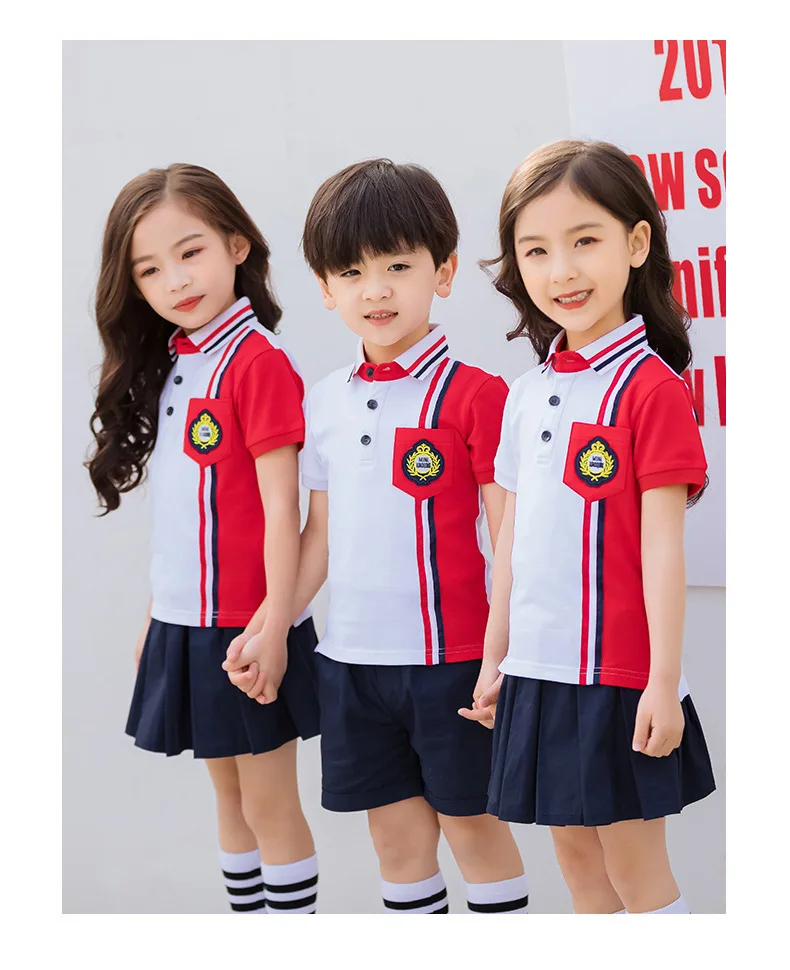 Детская одежда; летняя одежда для детского сада; стиль; школьная форма для начальной школы; комплект с короткими рукавами для выпускного