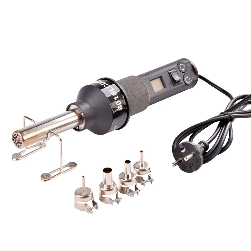 

EU Plug 220V 450W Portable Adjustable Temperature Hot Air Gun LCD Soldering Station + 4 Nozzle gas soldering iron
