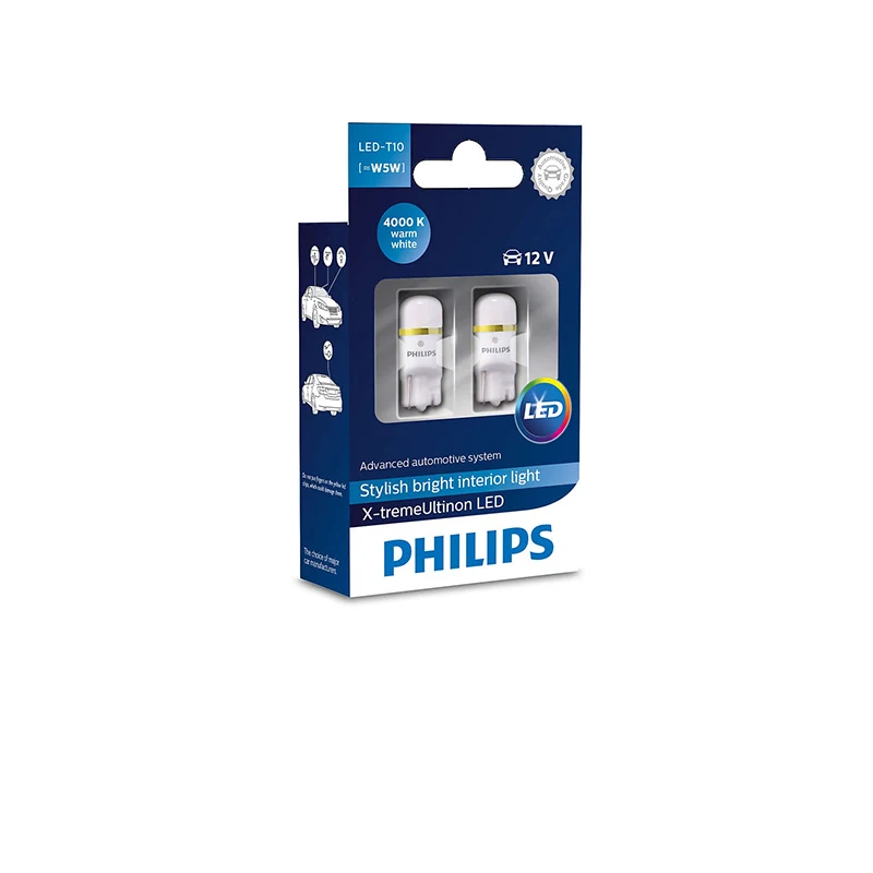 PHILIPS 4000K T10 W5W 12V X-tremeUltinon LED Внутренний свет Свет багажного отделения Сигнальная лампа 127994000KX2