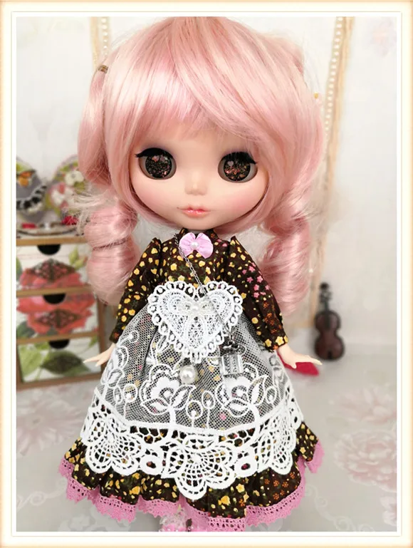 Одежда для 1/6 Blyth Doll кофейное шотландское платье с головным убором для Pullip, Licca, Azone, BJD/SD, 1/6 аксессуары для кукольной одежды