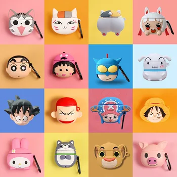 

Cartoon Anime Case for AirPods 2 Cute Cover Silicone Bluetooth Earphone Protective Case for Apple Airpods with Keychain