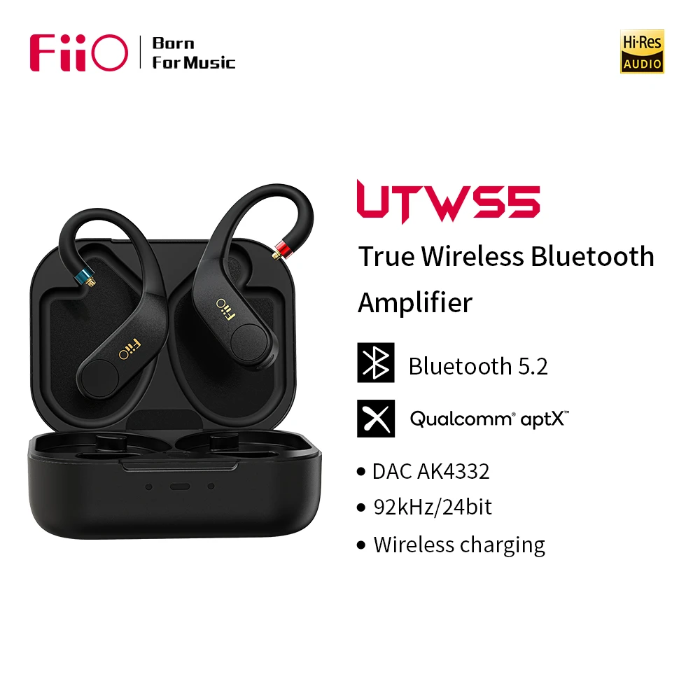 FiiO UTWS5 New version 2 True Wireless Bluetooth 5.2 Amplifier aptX  MMCX/0.78mm Connector with 30 Hours Wireless Charging Case