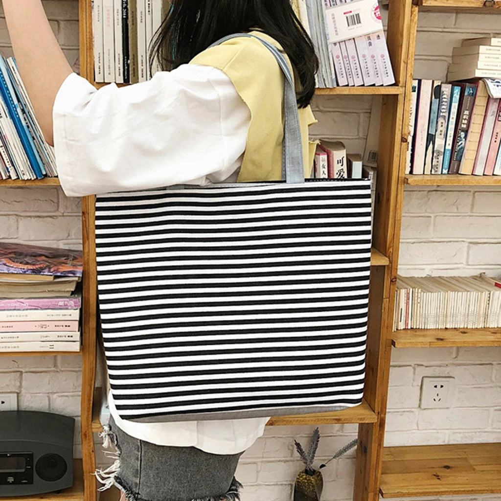 Fashion Durable Women Student Canvas Tote Single Shoulder Bag Tote Check Plaid Female Flax Eco Reusable Shoulder Shopper 820