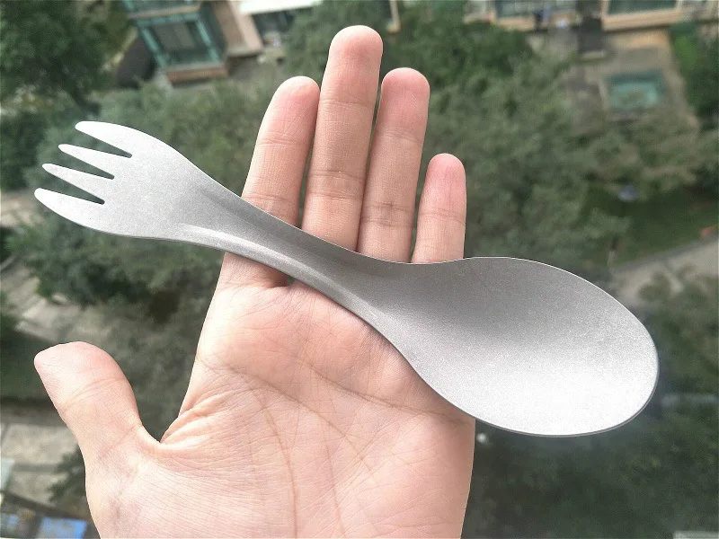 Титановая портативная легкая Титановая Посуда Spork, сверхлегкая ложка из чистого титана, вилка для кемпинга, пикника