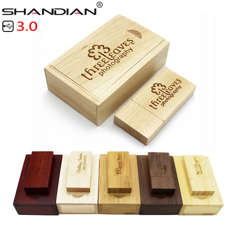 SHANDIAN USB 3 0 деревянный usb с коробкой флэш накопитель ручка драйвер дерево чипы pendrive