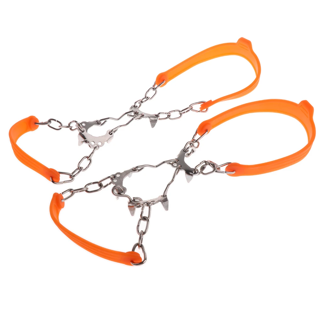 6-Teeth Ice Snow Traction Cleats Spikes Shoes Footwear Trail Crampons Anti-skid Grips for Winter Walking Fishing Hiking Jogging