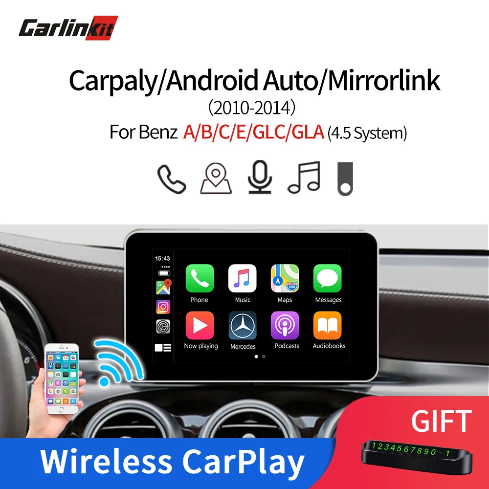 

Carlinkit Multimedia Smart Car Retrofit with Wireless Apple Carplay /Android Auto for Mercedes Benz NTG4.5 2012-2014 iOS 13