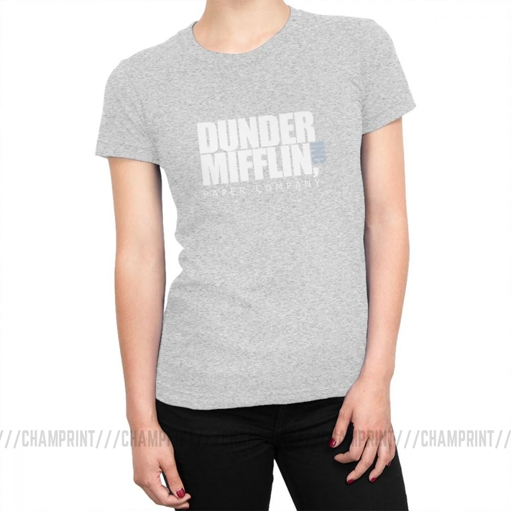 Dander Mifflin бумажная компания Женская Футболка Harajuku забавные офисные футболки Топ Гранж рок футболки для женщин Одежда большого размера - Цвет: Серый