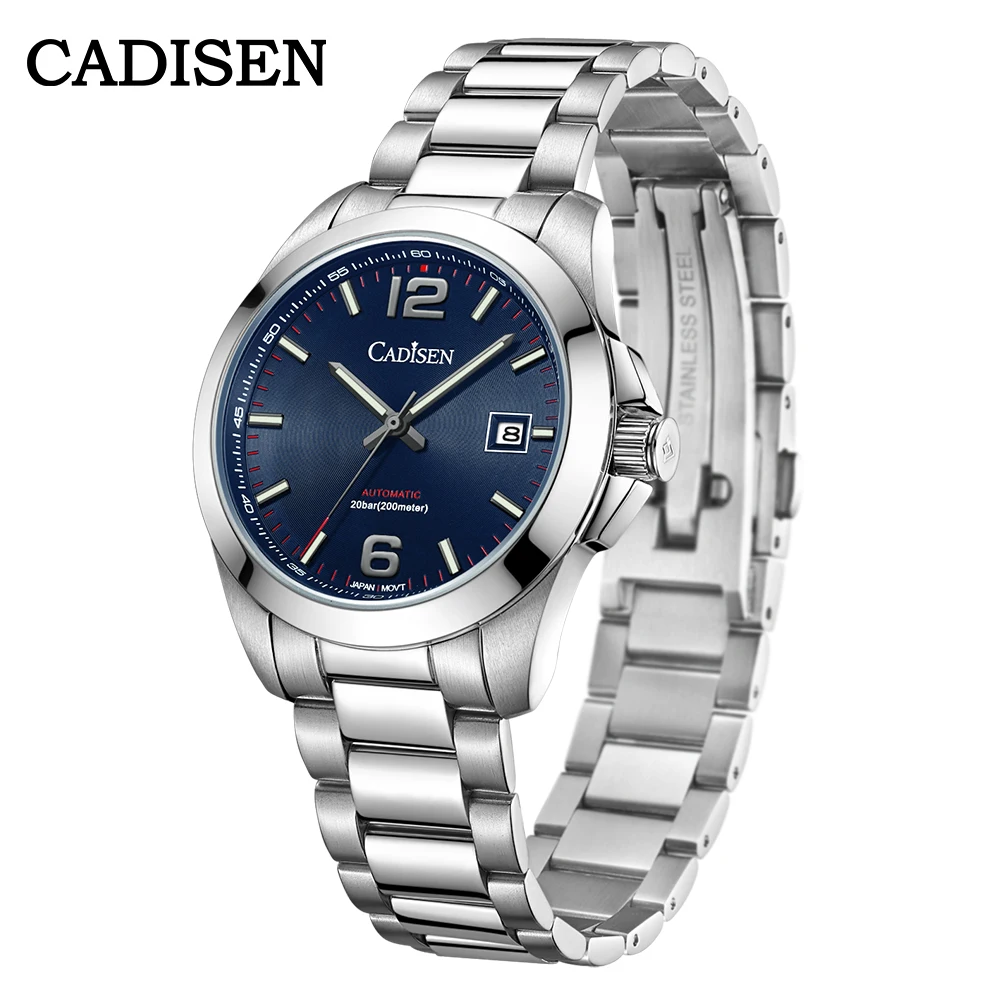 2021 New CADISEN Watch MIYOTA 8215 Movement Automatic Watch for Men 200m Waterproof Men Mechanical Wristwatch Blue Creative Dial 