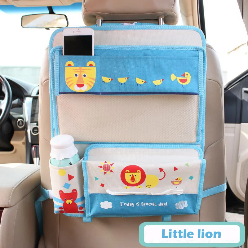 Little lion OLOEY мультфильм сложенный органайзер для детских вещей для машины для детей ребенка Multifuction хранения Карманный портсигар мешок Оксфорд обеденный лоток автомобильное сиденье сзади Висячие - Цвет: Little lion