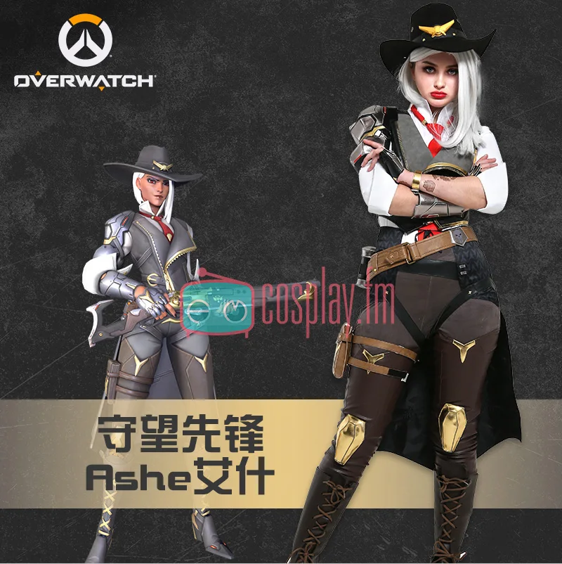 OW Эш Косплей Костюм Хэллоуин Униформа рубашка+ жилет+ галстук+ перчатки+ брюки+ ремень+ сумка+ броня+ браслет S-XL