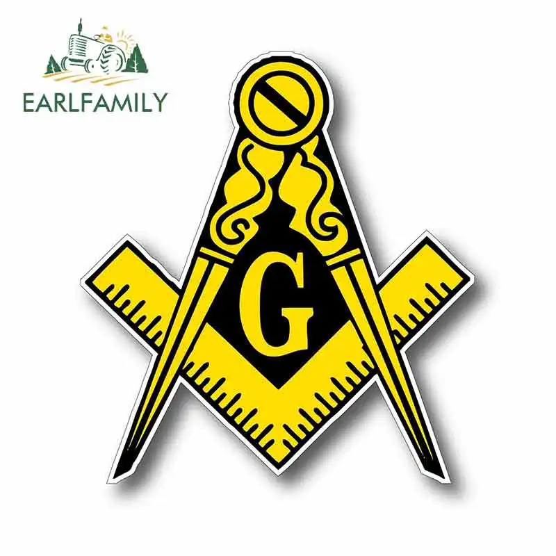 

EARLFAMILY 13cm x 11.9cm for Masonic Freemason Logo Funny Car Stickers RV VAN 3D DIY Fine Decal Waterproof Anime Accessories