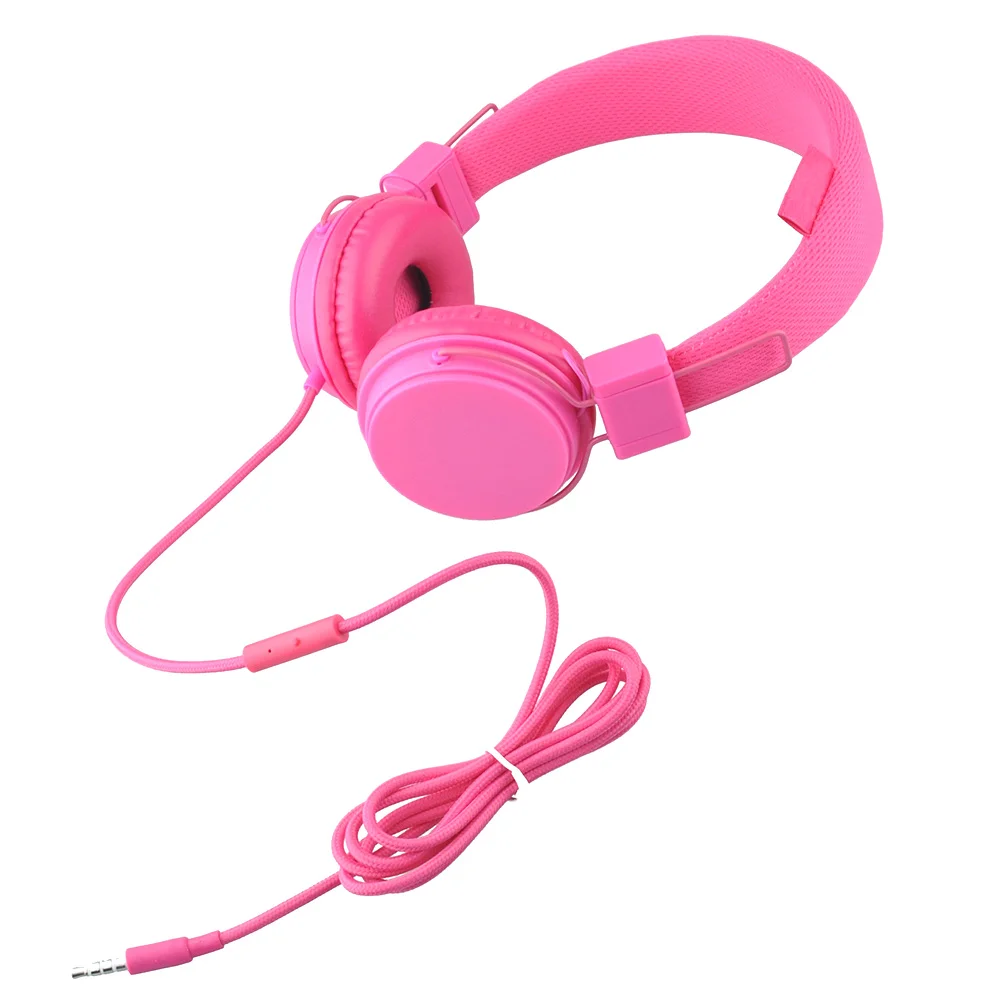 On Ear Stereo Adjustable Children Built in Mic Headset Headphones Wired Cord Kids Foldable E H004