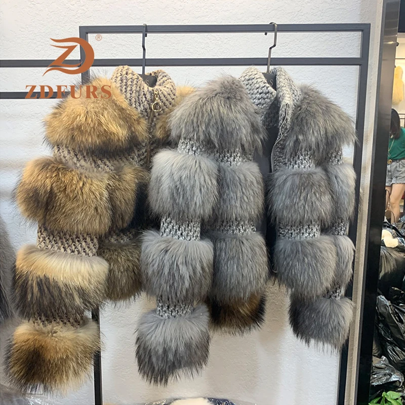 

ZDFURS* 2019 Winter Jacket Women Parka Real Fur Coat Natural Raccoon Fur Woolen Coat Bomber Jacket Korean Streetwear Oversize